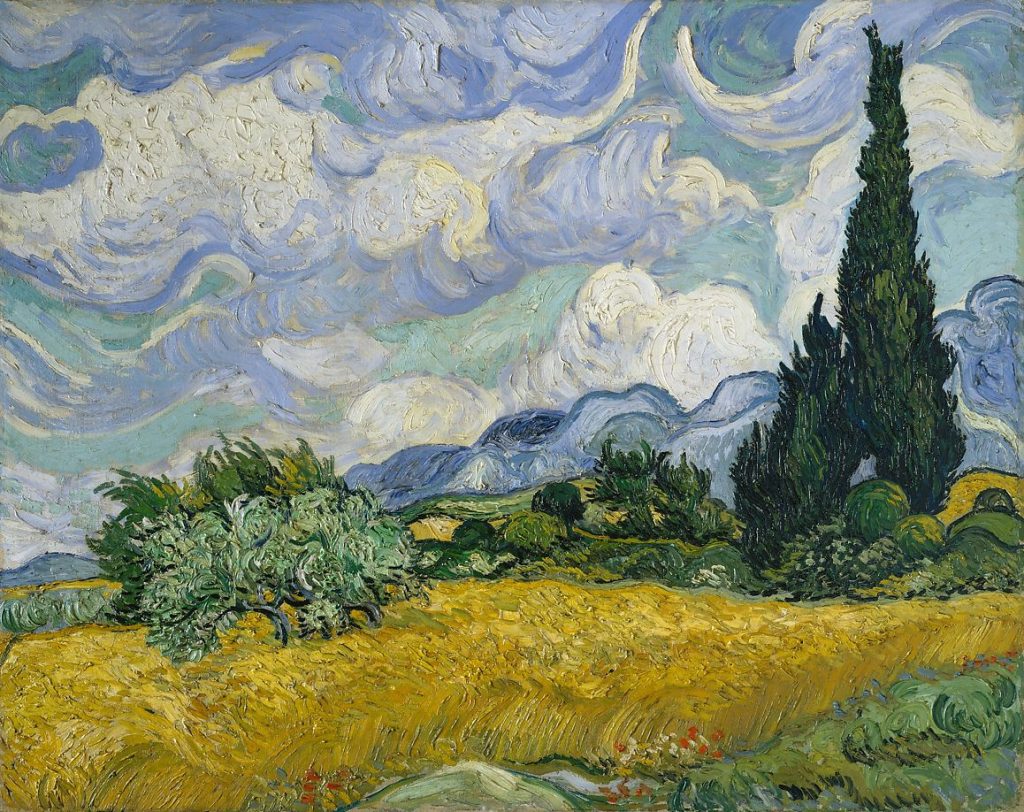 WHEAT FIELD WITH CYPRESSES 1889 BY VINCENT VAN GOGH