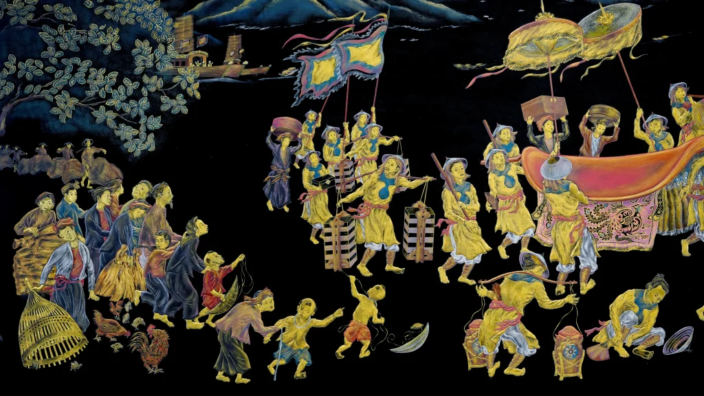 TỪ CHẤT LIỆU SƠN MÀI ĐẾN TÁC PHẨM “VINH QUY BÁI TỔ” CỦA HOẠ SĨ NGUYỄN KHANG (1911-1989)